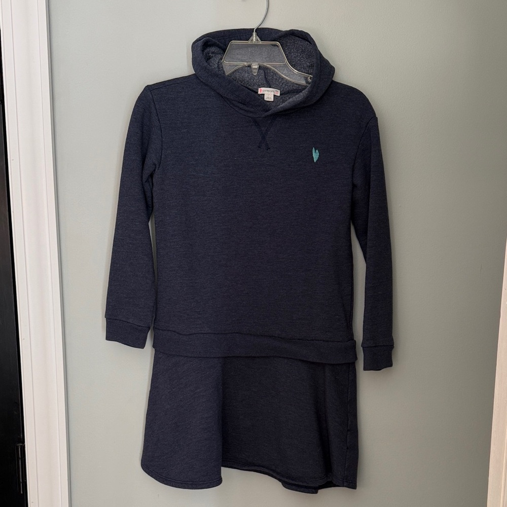 J Crew Crewcuts Charcoal Gray Hooded Sweatshirt Dress size 10 girls
